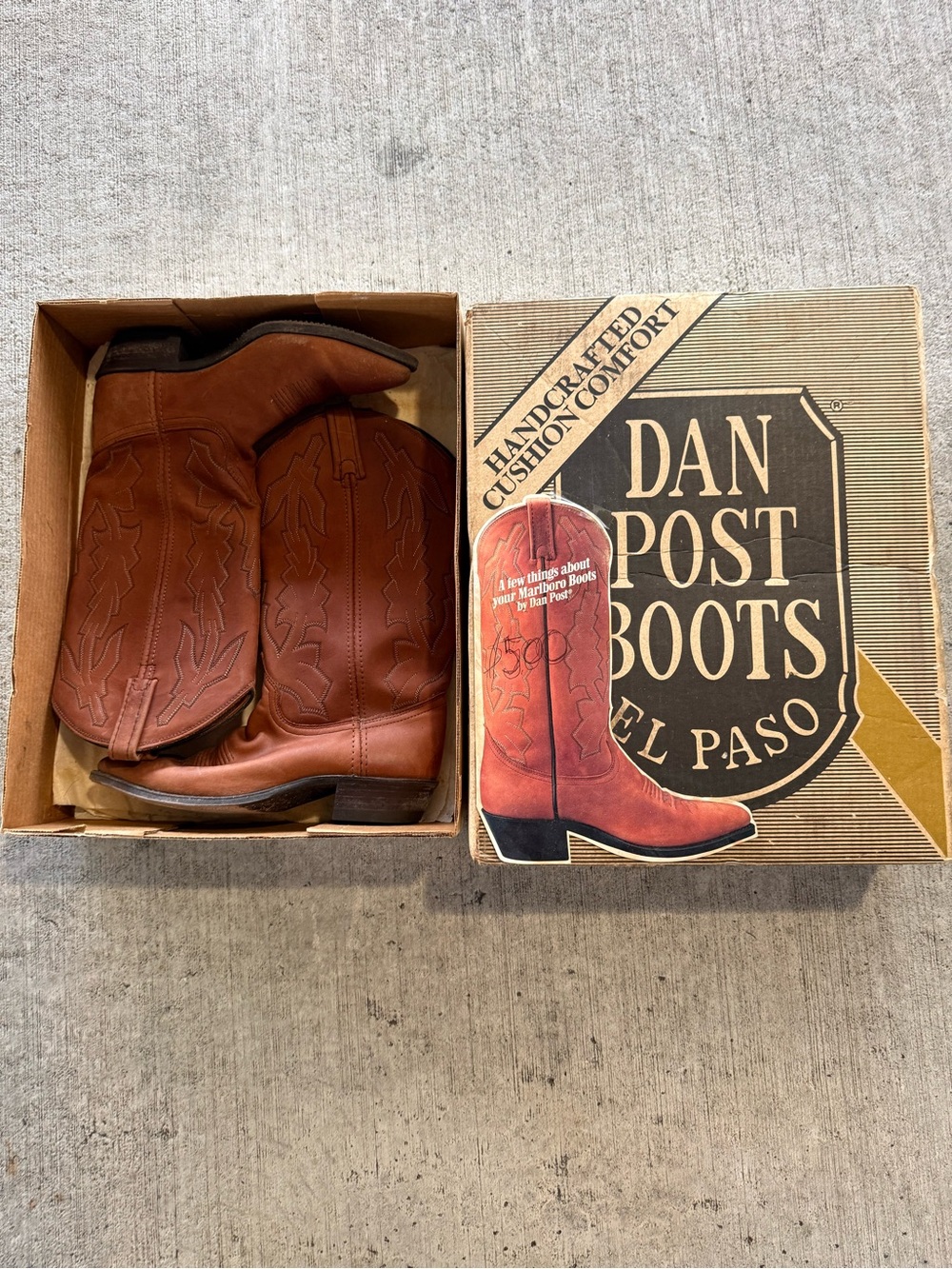 Dan Post Chestnut Brown Leather Western Cowboy Boots Vintage Size 8